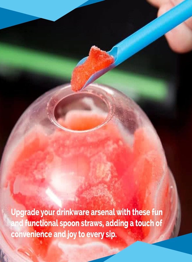 Concession Essentials 8'' Unwrapped Snow Cone Spoon Straw Assorted Bright Colors. Pack of 200ct. - Image 3